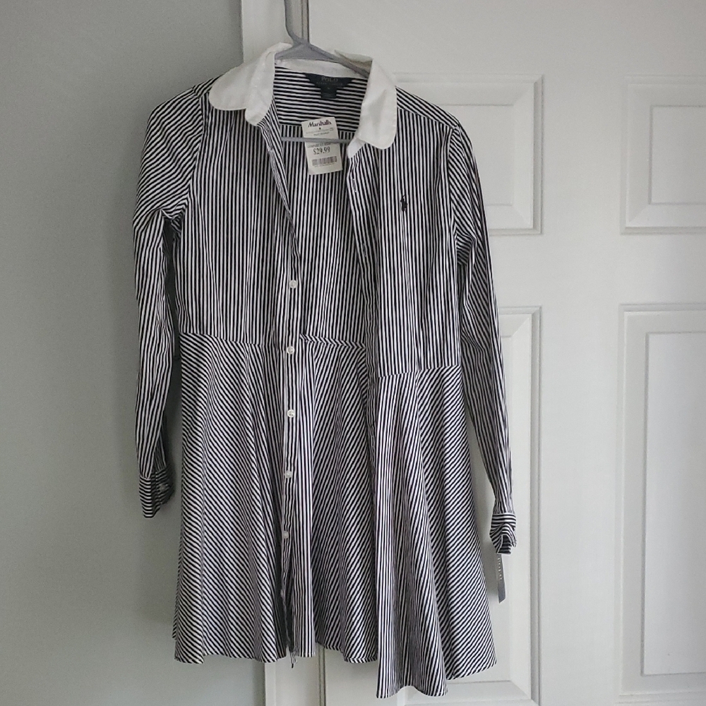 Polo by Ralph Lauren Black and White Striped Button Down Shirt